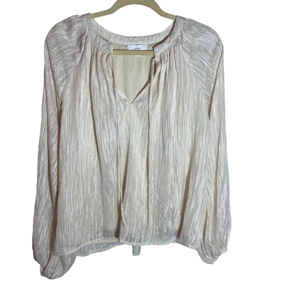 aeom Metallic Thread Long Sleeve Peasant Top, Medium